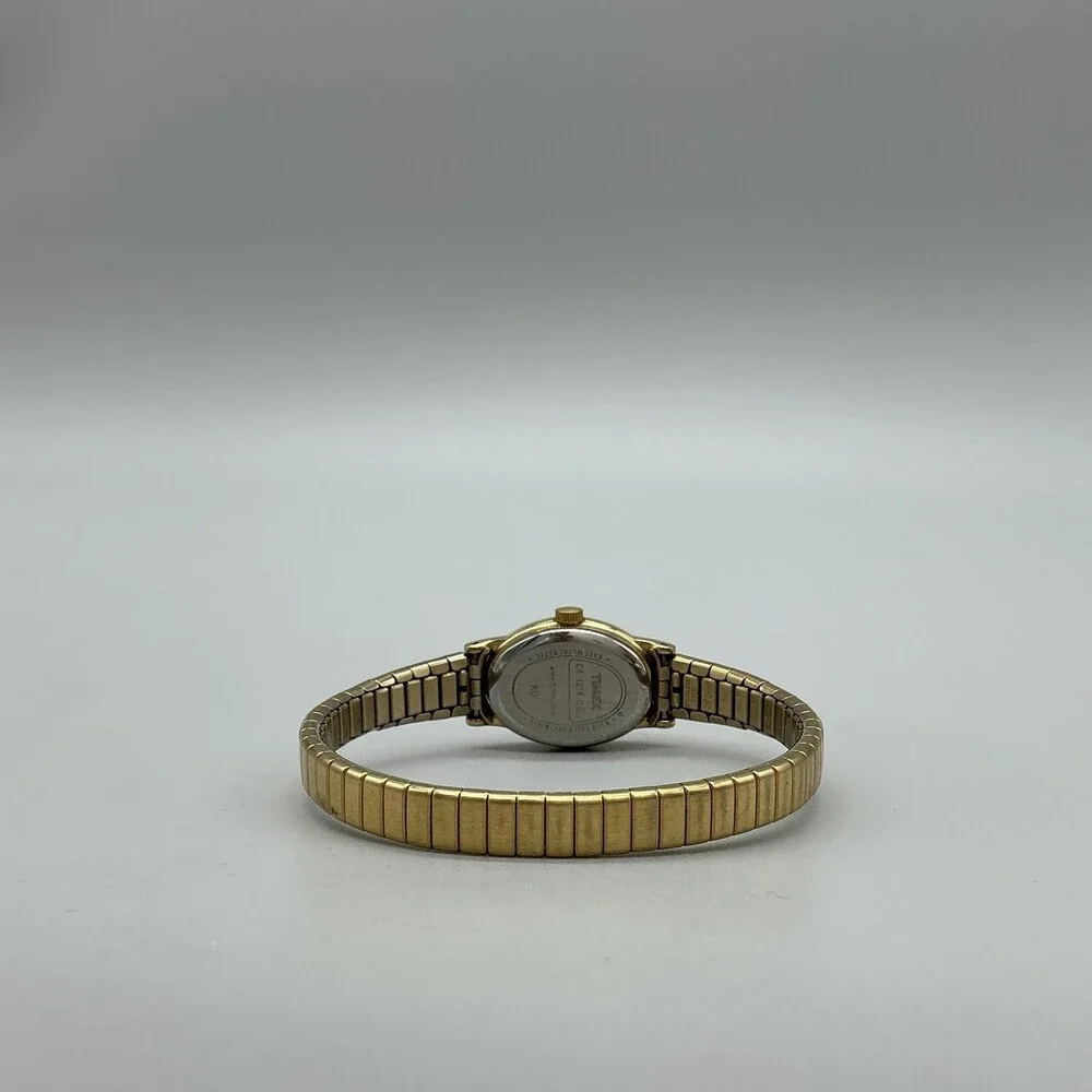 Timex Womens Watch 18mm Oval Cream Dial Gold Tone Expansion Band New Battery